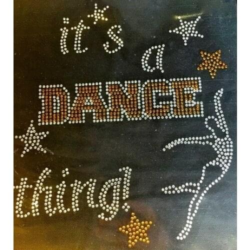Free Shipping Its a Dance thing golden yellow Rhinestone Transfer Iron On