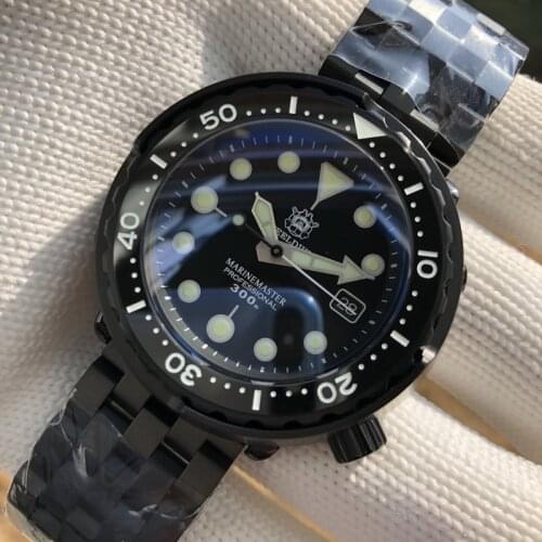 Steeldive Men Diver Watch Mens Automatic Watches Tuna 300M Waterproof Mechanical Wristwatch Luminous NH35 Sapphire Mirror Black
