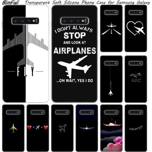 Hot aircraft Airplane fly patterned Soft Silicone Case For Samsung Galaxy S10 S9 S8 Plus S7 Edge A6 A8 Plus A7 A9 2018 A5 2017