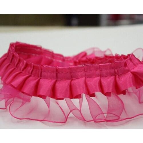 Hot 30yards/lot 5cm Polyester ruffle lace trim Fold lace curtain accessories DIY Pure color ruffle trimming Z331