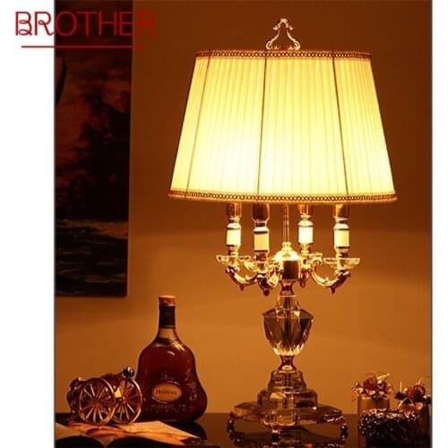 BROTHER Dimmer Crystal Table Lamp Modern LED Luxury Candle Shade Desk Light Decorative for Home Bedside