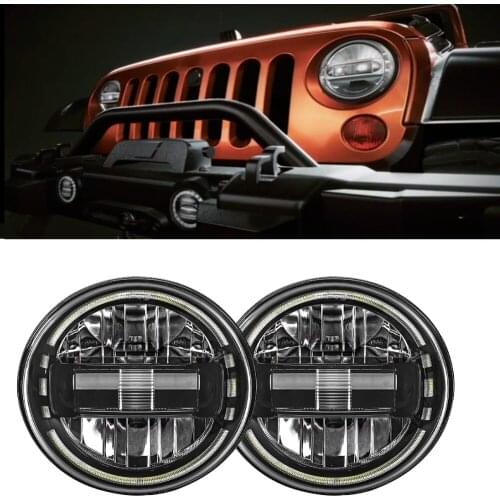 J370 7 Inch Led Headlights Round Compatible with Jeep Wrangler JK LJ CJ TJ LANTSUN