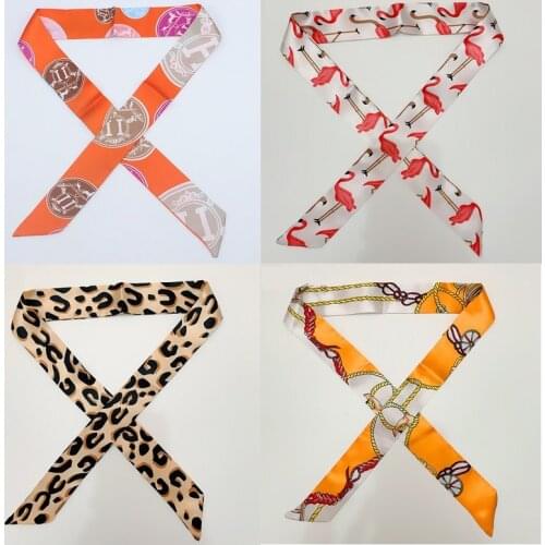 Hot 2020 New Arrivals Bag Scarf Print Silk Scarf Women Small Bag Ribbon Fashion Female Hair Ribbons Fashion Handbag Scarves