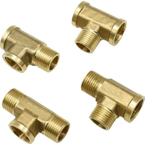 Male 1/2" Tee Connector Brass Female Plumbing T type 3 Way Pipe Fitting Adapter Coupler Connector For Water 6pcs