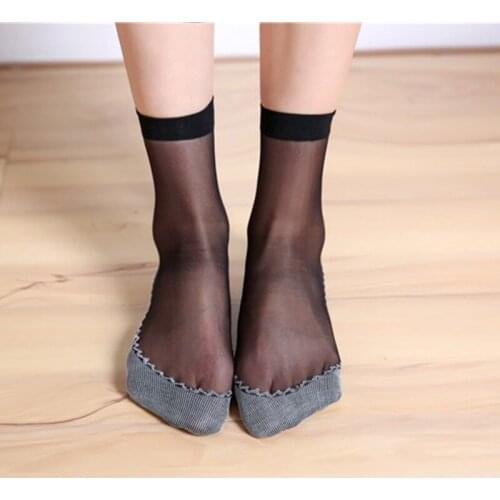CUHAKCI Transparent Ladies Girls Dancing Thin Silk Sock 1 Pair Summer Women Soft Socks Casual Non-Slip Bottom Splice Fashion