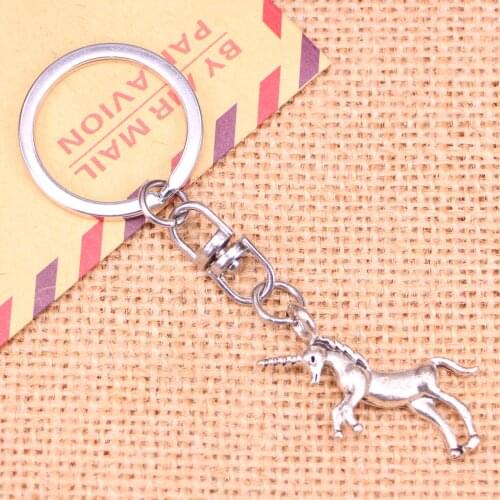 New Fashion Keychain 35*15 mm unicorn horse Pendants DIY Men Jewelry Car Key Chain Ring Holder Souvenir For Gift
