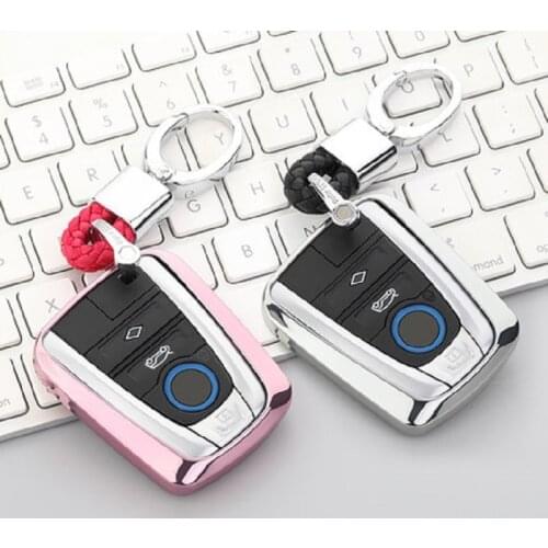 Beautiful New Soft TPU Car Key Case Cover Protect For BMW i3 i8 Series 2014 2016 2017 Decoration KeyChain Ring Shell Accessories