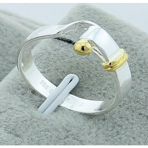 New 925 Sliver Color Gold Thread Beads Simple Ring Suitable For WomenS Wedding Engagement Party Fashion Charm Jewelry