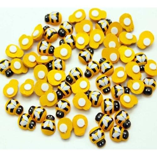 Easter Decoration DIY Scrapbooking 100Pcs/Pack Yellow Bee Decorations Birthday Party Supplies Home Wall Wooden 1*1.3cm