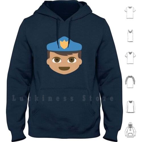Police Officer , Cop Hoodie Long Sleeve Face Fun Funny Cute Graphic Designer Smile Mask Costume Person Guard