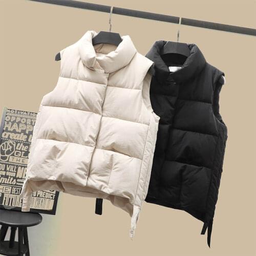 Down Cotton Vest Women Fashion Students Short Autumn Winter Jacket Women Loose Sleeveless Vests Cotton Jacket Waistcoat C7613