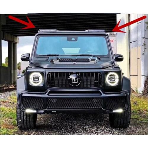 High Quality REAL CARBON FIBER FRONT ROOF WING LIP SPOILER WITH LIGHITS FOR Mercedes-Benz G-CLASS W464 2019 2020 2021