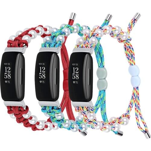 Essidi Braided Umbrella Rope Strap For Fitbit inspire 1 2 Women Girls Watch Band Loop For Fitbit inspire HR Bracelet Loop