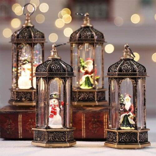 Christmas LED simulation hexagonal wind lamp luminous portable flame lamp ornament navidad christmas gift home decore