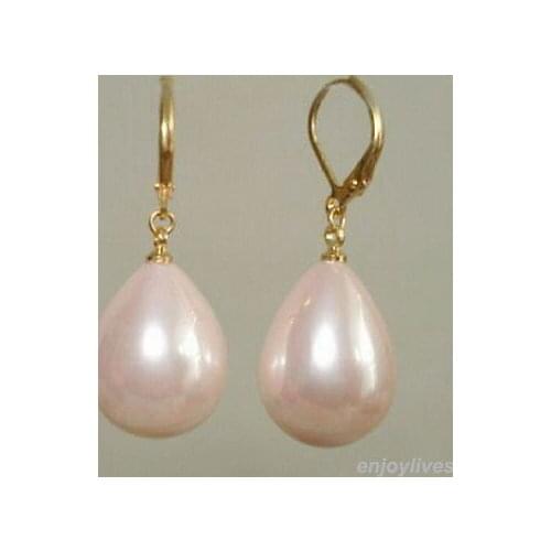 Pink South Sea Pearl Drop 18KGP Hook Earrings