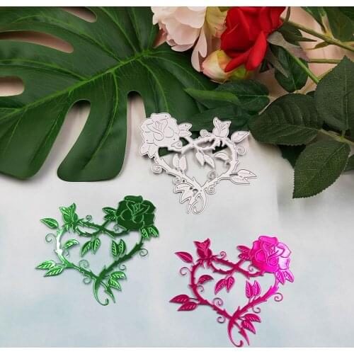 Heart Rose Shaped Cutting Dies DIY Metal Steel Frames DIY Scrapbooking Photo Album Embossing Paper Cards Decoration 9.8x8.6cm