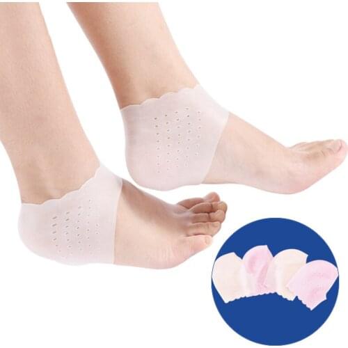 2pcs Silicone Heel Socks Gel Footing Care Pad With Hole Feet Cracked Skin Moisturizing Foot Care Anti Cracking Protective Sleeve
