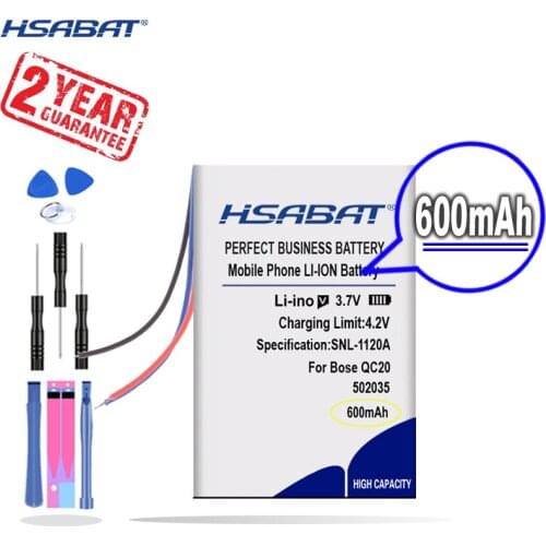 New Arrival [ HSABAT ] 600mAh 502035 Replacement Battery for Bose QC20 QuietComfort 20 dvr GPS mp3 car dvr PR-452035