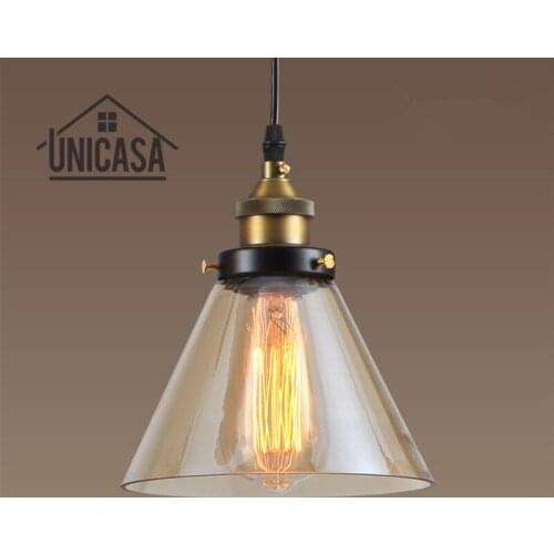 Modern Pendant Lights Amber Glass Lighting Fixtures Retro Kitchen Island Hotel Bar Office Antique Mini LED Pendant Ceiling Lamp