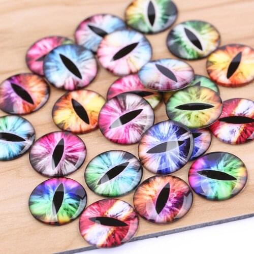 Reidgaller 50pcs super thin doll eye photo glass cabochon 14mm diy handmade flat back jewelry findings