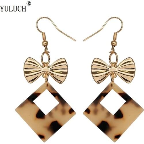 YULUCH 1 Pair Good Quanlity Acrylic Earrings Handmade Plating Gold Metal Hook Earrings For Woman Girls Party Prom Special Gifts