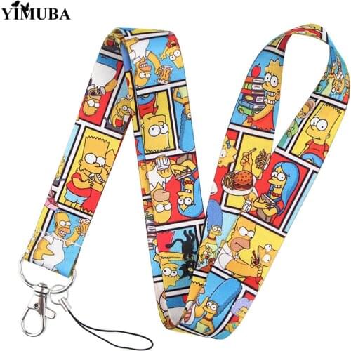 Fun Cartoon Comics TV Series Lanyards Keychain Name Bus Card Badge Holder Student Hang Rope Neck Straps Children Birthday Gift