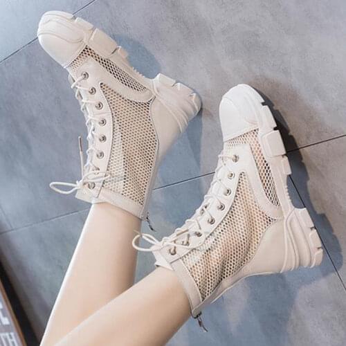 2021 Summer Boots Women Mesh Shoes Breathable Casual Woman Shoes Ladies Ankle Boots Summer Footwear