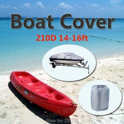 2015 Boat Cover 210D Oxford V-Hull Speedboat Cover 14-16ft High Quality Prevent UV Sunproof Waterproof Grey