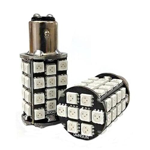 2x 48 SMD Red Error Free 1157 BAY15D P21/4W Dual Filament LED Bulbs w/ Reflector Mirror Design For car Brake Backup Stop Lights