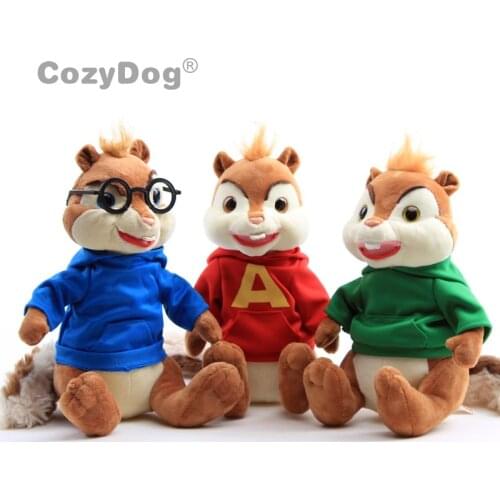 30 cm To Tail)Alvin and the Chipmunks 4 Plush Toys Doll Peluche Cute Red Theodore Simon In Coat Stuffed Toy Women Kids Gift