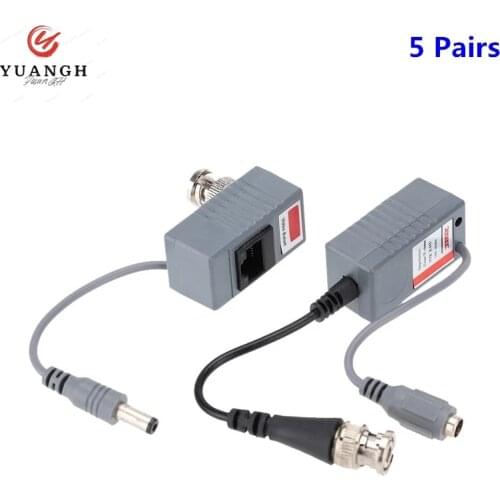 5 Pairs HD Video Balun Cable CCTV Coax BNC Video Power Transceiver To RJ45 Connector For Video Surveillance Camera