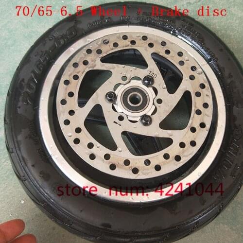 70/65-6.5 electric scooter tyre tubeless vacuum tire and alloy wheel hub with Brake disc 10 inch electric scooter Front wheel