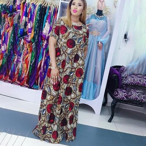 African Long Maxi Dresses For Women 2020 Summer Fashion Africaine Robe Colorful Floral Print Bazin Riche Pullover Nigerian Dress