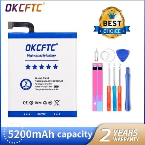 OKCFTC BM39 5200mAh Battery for Xiaomi MIUI M6 mi 6 mi6 Batteries