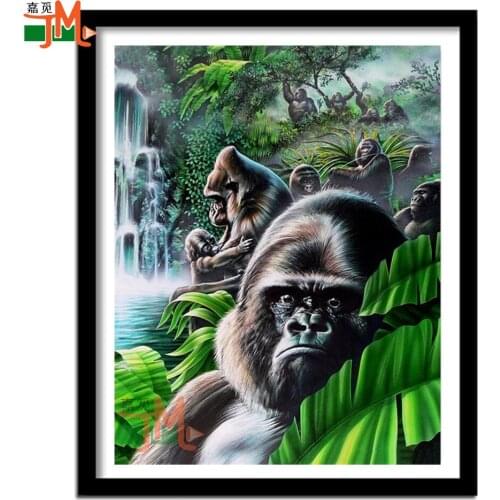 Diamond Painting Full Square Round Diy 5d Gorillas Plant Diamond Embroidery Mosaic Gift Natural Scenery Waterfall Cross Stitch