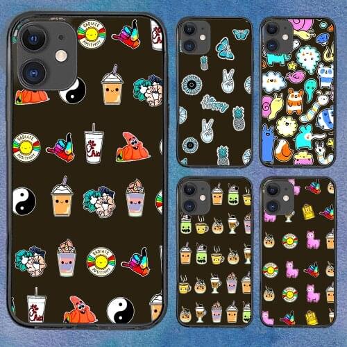 Texture Cartoons Cute Phone Case For iphone 12 11 6 Mini Pro XS Max X XR 7 8 Plus Soft TPU Cover 12Pro 11Pro 12Mini