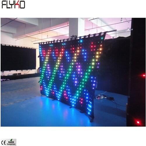 Flyko P80mm 2x2.5m led video curtain flexible LED video wall Great fireproof full color velvet double deck