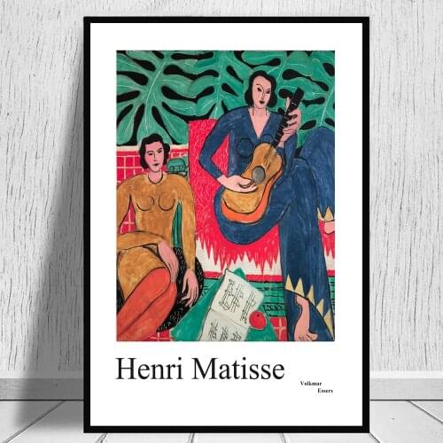 Henri Matisse Woman Play Guitar Retro Picture Decor Posters And Prints Abstract Wall Art Canvas Painting For Living Room Cuadros