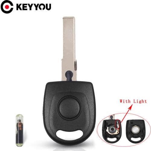 KEYYOU Transponder Key Shell With ID48 Chip For VW Polo Golf for SEAT Ibiza Leon for SKODA Octavia with Light & Battery Car Key