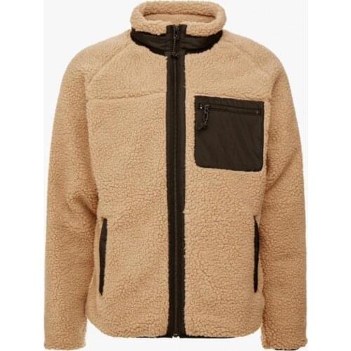 Men Winter Long Sleeve Stand Collar Faux Fleece Zipper Pocket Warm Coat Jacket New Casual Warm Outwear