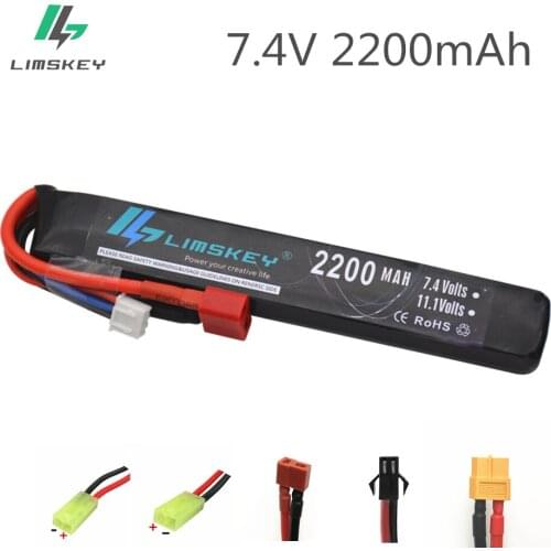 Limskey Water Gun Lipo Battery 2S 7.4V 2200mAh 30C Tamiya T Connector AKKU Mini Airsoft BB Air Pistol Electric Toys RC Parts