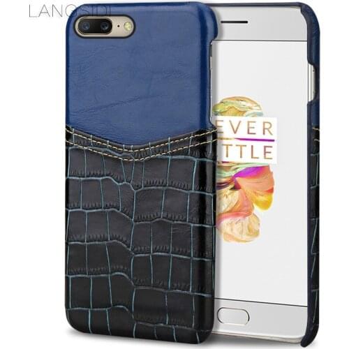 Luxury brand phone case crocodile pattern and wax leather mixed color half pack phone case For OnePlus 5 custom processing