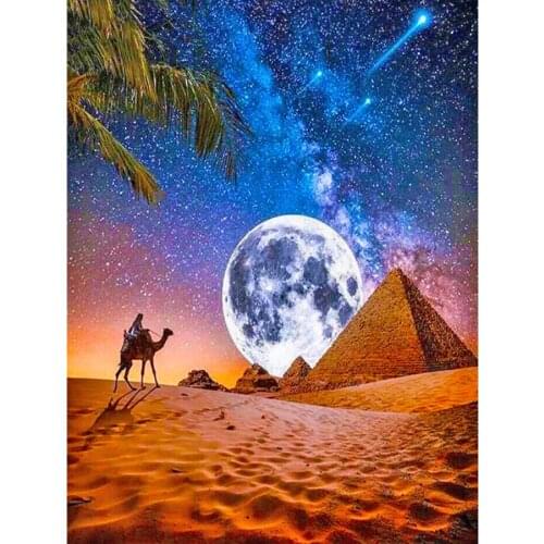 Moonlight egypt pyramid diamond painting full square round drill Diamond Embroidery Mosaic 5d puzzle Rhinestones home decor art