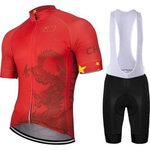 Men 2020 Outdoor Cycling Jersey Set Bike Road Mountain Race Bicycle Wear Red Racing Clothing Bib Gel Pad Breathable Customized