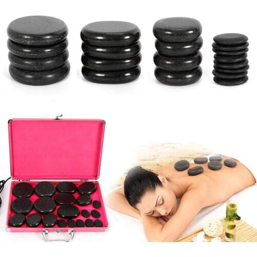 20 Pcs Basalt Hot Stones Set Hot Rocks Massage Stones Kit With Heater Box For Body Massage Back Pain Health Care Massage Tool