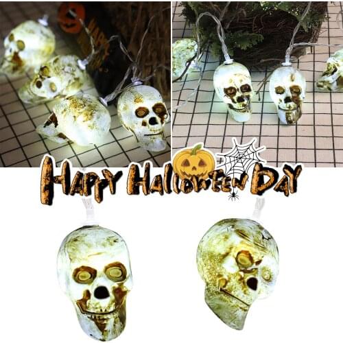 2021 New Horror Skull LED Light Strings Halloween Festival Ornament Happy Holiday Party Props Home Garden Decor Lights A40