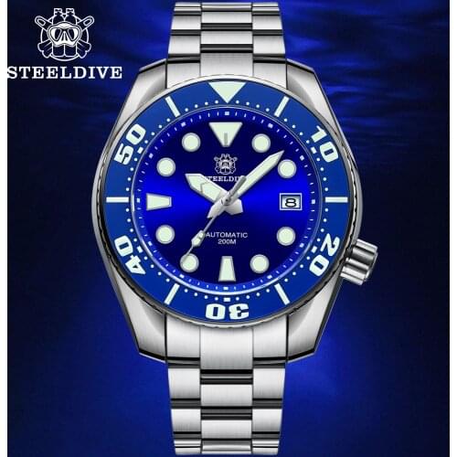 New Arrival 2021 SD1971 STEELDIVE Brand Mens Wristwatch Ceramic Bezel Swiss BGW9 Super Blue Luminous Automatic NH35 Dive Watch