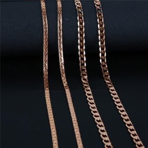 5mm 7mm 52cm Chain Necklaces Copper Link Chain Necklace Plated Rose Gold Necklaces For Women Men Copper Necklace Fashion Jewelry