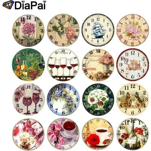 DIAPAI Full Square/Round Drill 5D DIY Diamond Painting "Flower and bird clock" 3D Embroidery Cross Stitch 5D Decor Gift