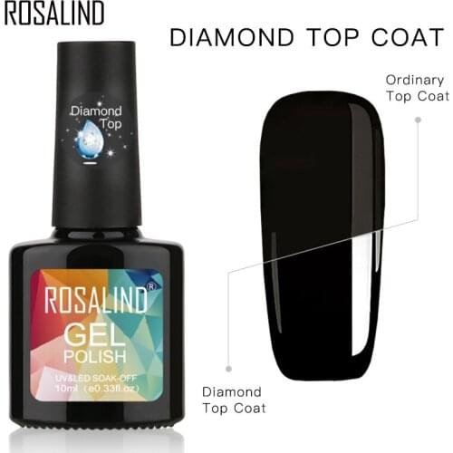 ROSALIND Gel Polish Diamond Nail Top Coat All For Manicure Matte Top Nails Fundation Base Primer 10ml Gel Varnishes Nail Art